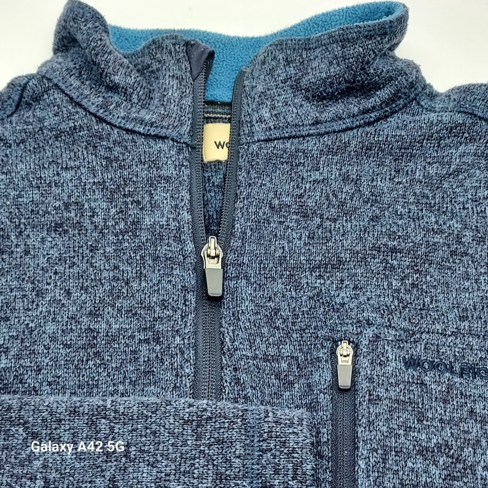 Woolrich Mens Blue Heathered Quarter Zip Sweater Fleece Pullover HMQ0023S Large